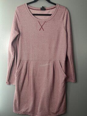 Patagonia Pink Long Sleeve Dress Size L Side Pocket Casual camp hiking travel